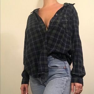 Grunge blue and black and green flannel